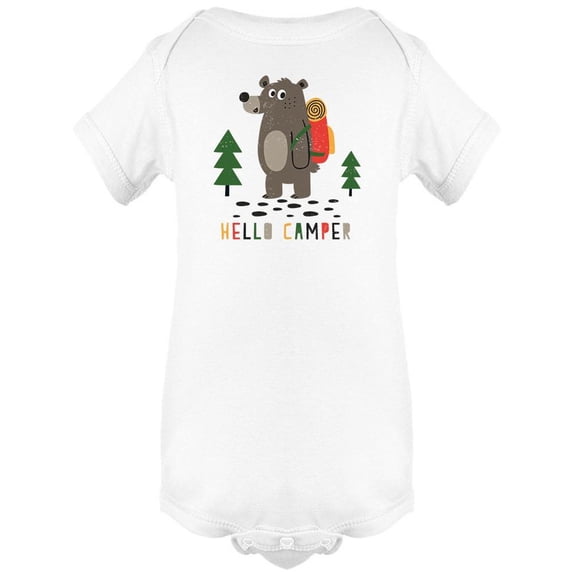Hello Camper Camping Bear Bodysuit Infant -Image by Shutterstock,  6 Months