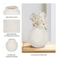 thumbnail image 4 of Ceramic Stoneware Vase - Textured Matte Finish, Round Coastal Decorative Accent for Home, Living Room, Bedroom & Office - Modern Rustic Centerpiece Table Decor - 7" White, 4 of 10