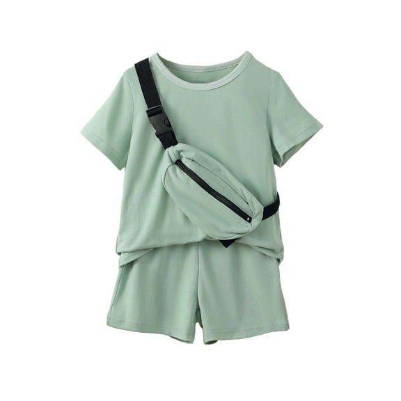 KIMI BEAR Toddler Boys Outfits Set 4T Toddler Boy Spring Summer Outfits 5T Pure Color Classic Short Sleeve T-Shirt Shorts Stachel 3PCS Set Green