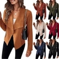 thumbnail image 6 of Women's Faux Suede Jacket Fashion Autumn Long Sleeve Front Opening Cropped Coat, 6 of 6