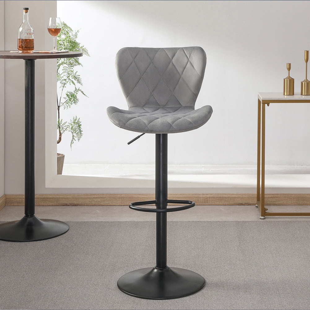 Kepooman Set of 2 Counter Height Bar Stools, Velvet Swivel Adjustable Barstools with Back for Home Bars, Bistros, Restaurants, Grey Kepooman Set of 2 Counter Height Bar Stools, Velvet Swivel Adjustable Barstools with Back for Home Bars, Bistros, Restaurants, Grey