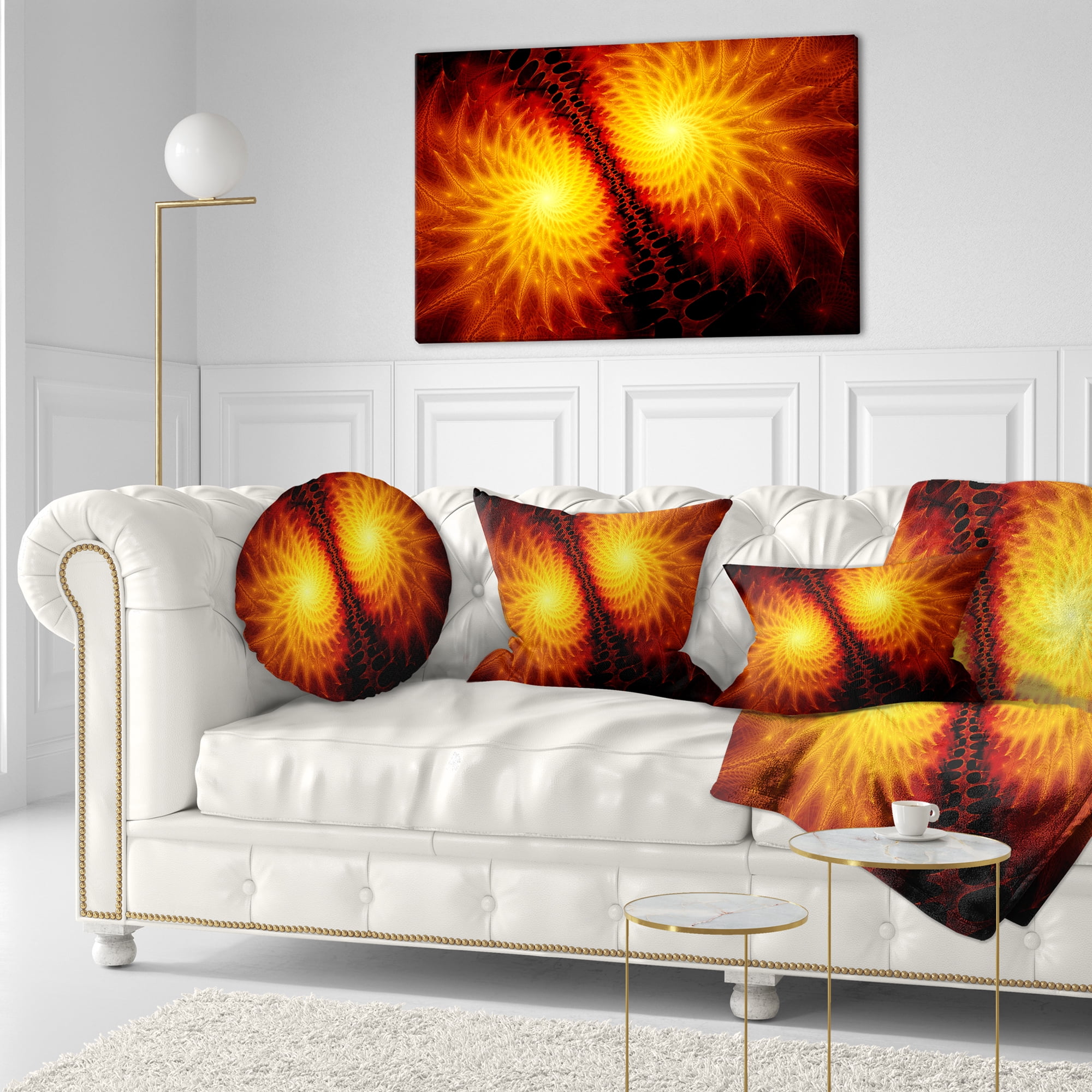 Designart Fiery Wings of Dragon - Abstract Throw Pillow - 12x20