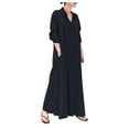 thumbnail image 2 of Shirt Dresses for Women Cotton Linen Long Sleeve Button Down Collared Loose Fit Flowy Maxi Dress with Pockets, 2 of 3