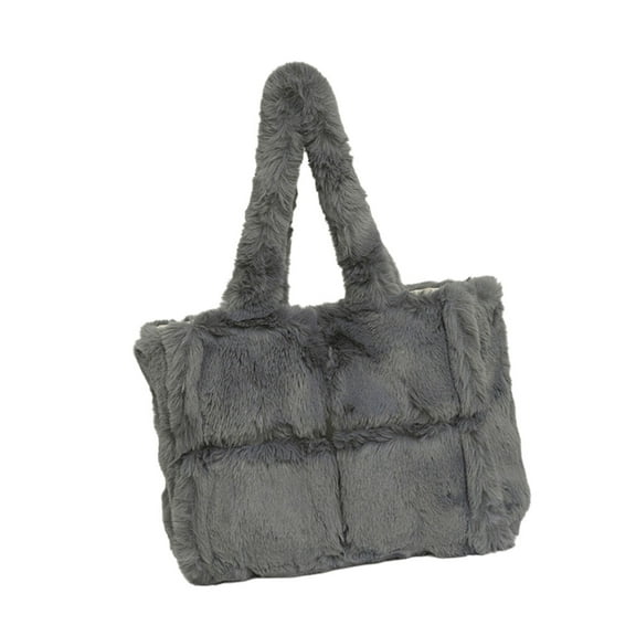 FENOHREFE Large Capacity Soft Plush Bag for Women Winter Fleece Shoulder Purse Handbag Spacious for Shopping or Casual Outings