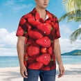 thumbnail image 2 of Lsque Strawberry Red pattern Hawaiian Shirt for Men, Unisex Summer Beach Casual Short Sleeve Button Down Shirts-Small, 2 of 9