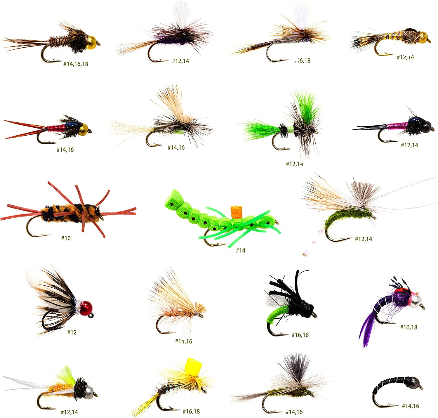 36 Producing Fly Fishing Flies Assortment, Dry, Wet, Nymphs, Caddis,  Hopper Fly Lures