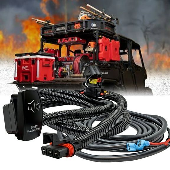 OZ-USA 10ft. Pulse Power Bus Bar Plug Wire Harness Kit with Siren PA System On/Off Rocker Switch Compatible with 2024 Polaris XPEDITION XP ADV Ultimate Northstar Premium