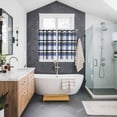 thumbnail image 3 of Blue Black Plaid Kitchen Curtains 63 Inch Length, Farmhouse Blue Black Checkered Grommet Top Bedroom Living Room Curtains, Light Filtering Cafe Curtain Drapes 2 Panels Set 104''x63'', 3 of 9