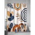 thumbnail image 5 of Brown Nave Blue Boho Small Stall Shower Curtain, Waterproof Shower Curtains for Bathroom, Modern Geometric Botanical Washable Fabric Cloth Bath Curtain for Bathtub Decoration with Hooks 36x72 Inches, 5 of 6