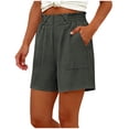 thumbnail image 2 of ZHYou Summer Shorts for Women Lightweight Stretch Casual Comfy Shorts Pull On Mid Waisted Short with Pockets,Dark Gray,Size XL, 2 of 6