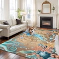 thumbnail image 3 of Jellyfish Coastal Area Rug 8x10 Washable Rug Non Slip Summer Nautical Starfish Coral Brown Anchor Large Area Rug Soft Stainresistant Indoor Floor Carpet for Bedroom Home Office Dining Room, 3 of 8