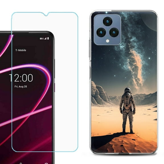 OneToughShield ® for T-Mobile Revvl 6x 5G Shockproof Phone Case, with Tempered Glass Screen Protector - Astronaut Milkyway