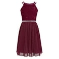 thumbnail image 2 of iEFiEL Big Little Girls Halter Neck Chiffon Summer Dress Sleeveless Rhinestone Wedding Birthday Party Dress Burgundy 14, 2 of 6