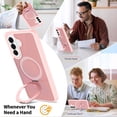 thumbnail image 3 of Asuwish Phone Case for Samsung Galaxy A57 5G Tempered Glass Screen Protector Magnetic Folding Stand Frosted Translucent Rugged Shockproof Protective Cell Cover A 57 57A LTE Women Men pink, 3 of 6
