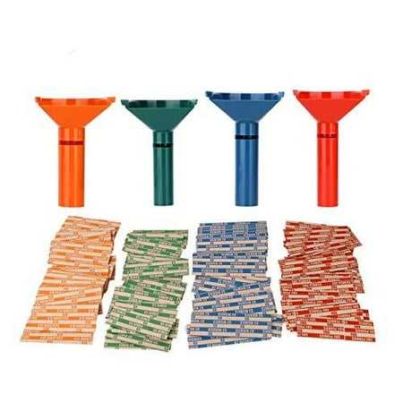 Coin Counters & Coin Sorters Tubes Bundle of 4 Color-Coded Coin Tubes and 100 Assorted Coin