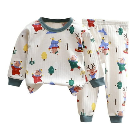 

Toddler Baby Boy Girl Pajama Sets Snug-Fit Lounge Outfit For Kids Autumn Winter Cotton Round Neck Long Sleeve Underwear Long Sleeve Fuzzy Fleece Home Wear Sleepwear Nightgowns Pjs AG 12 Years-13 Years