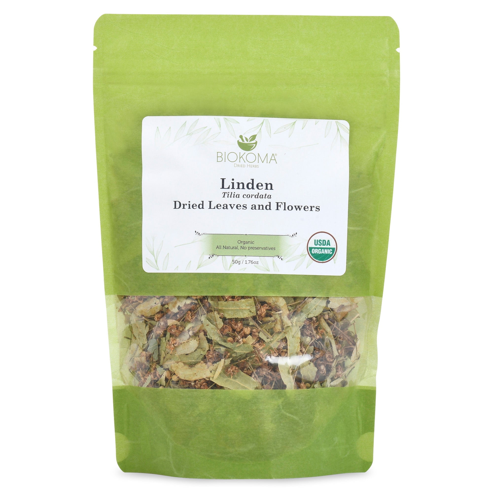 Linden (Tilia cordata) Organic Dried Leaves and Flowers 50g 1.76oz USDA Certified Organic