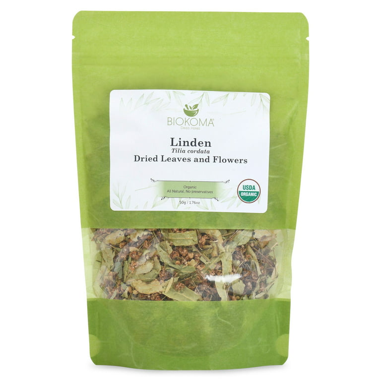 Linden (Tilia cordata) Organic Dried Leaves and Flowers 50g 1.76oz USDA  Certified Organic 