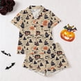 thumbnail image 5 of FASHOFT Womens Halloween Pajamas Set Ghost Pumpkin Printing Button Up Pjs Short Sleeve Ruffle Sleepwear Notch Collar Bride Soft Comfy Pj Lounge Sets Khaki L, 5 of 9