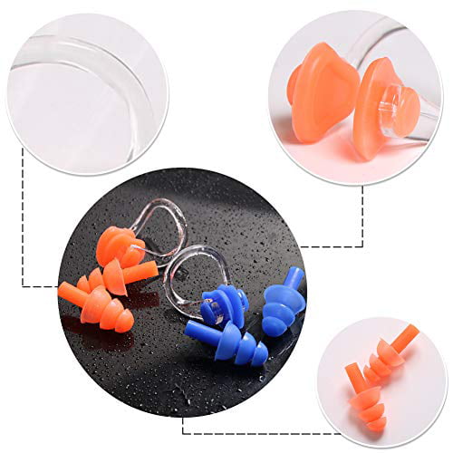 UPINS 14 Sets Waterproof Swimming Earplugs Nose Clips Silicone Swim Training Protector Plugs with Box Package