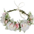 thumbnail image 1 of Corona de flores nupciales Corona floral Diadema Corona para el cabello Guirnalda para el cabello Flor Halo Tocado floral Boho con cinta Fiesta de bodas Blanco, 1 of 5