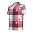 thumbnail image 2 of Balery Heart Plaid Printed Men’s Short Sleeve Polo Shirt, Midweight Men's Shirt,Golf Polo shirts -4X-Large, 2 of 9