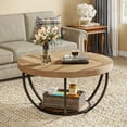 thumbnail image 6 of Tribesigns 31.7" Round Coffee Table, Industrial 2-Tier Circle Coffee Table with Storage Shelves, Modern Wooden Accent Center Table Sofa Side Table for Living Room, Home Office, Wooden Grain and Black, 6 of 8