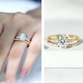 thumbnail image 6 of Rosec Jewels Bridal Ring Set - Oval Lab Grown Diamond Engagement Ring with Wedding Band (2.67 Ct, 7x9 mm, EF-VS Grade) - with Jewelry Box, 14K Yellow Gold, US 7.00, 6 of 9