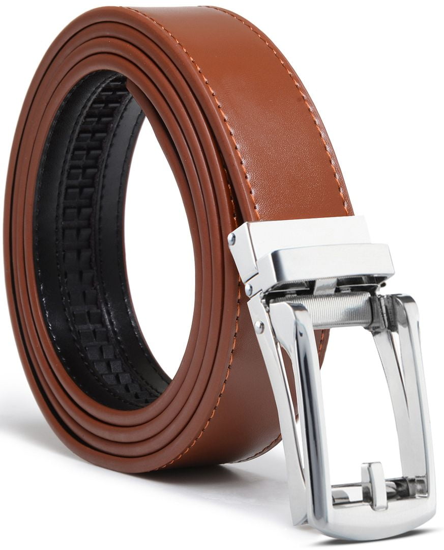 Men's Ratchet Belt Genuine Leather Mens Belt with Slide Ratchet Belts for men