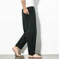 thumbnail image 1 of Pantalon de Lin Décontracté Décontracté Léger à Taille Élastique pour Hommes, 1 of 4
