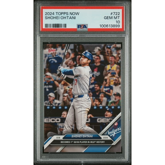 Shohei Ohani 2024 Topps Now Baseball Card # 722 1st 50/50 Graded PSA 10