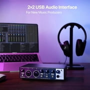 2x2 USB-C Audio Interface for PC/Mac Recording, 24-bit/192kHz, TS/XLR Inputs, Studio/Podcast/Streaming (Matte Black)