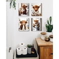 thumbnail image 5 of Drsoum Funny Highland Cow Bathroom Wall Art Rustic Cute Bathroom Canvas Prints for Bathroom Restroom Decor 8x10in4pcs Natural Framed, 5 of 5