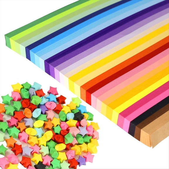 1350 Sheets Star Paper Strips 27 Assortment Color Lucky Wish Double Sided Stars for Children and Adults