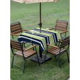 thumbnail image 4 of Outdoor Tablecloth with Umbrella Hole, Navy Blue Green Striped Spillproof Waterproof Outdoor Table Cover, Gradient Horizontal Lines Patio Tablecloths for Party/Garden/Picnic, Square 54"x54", 4 of 7