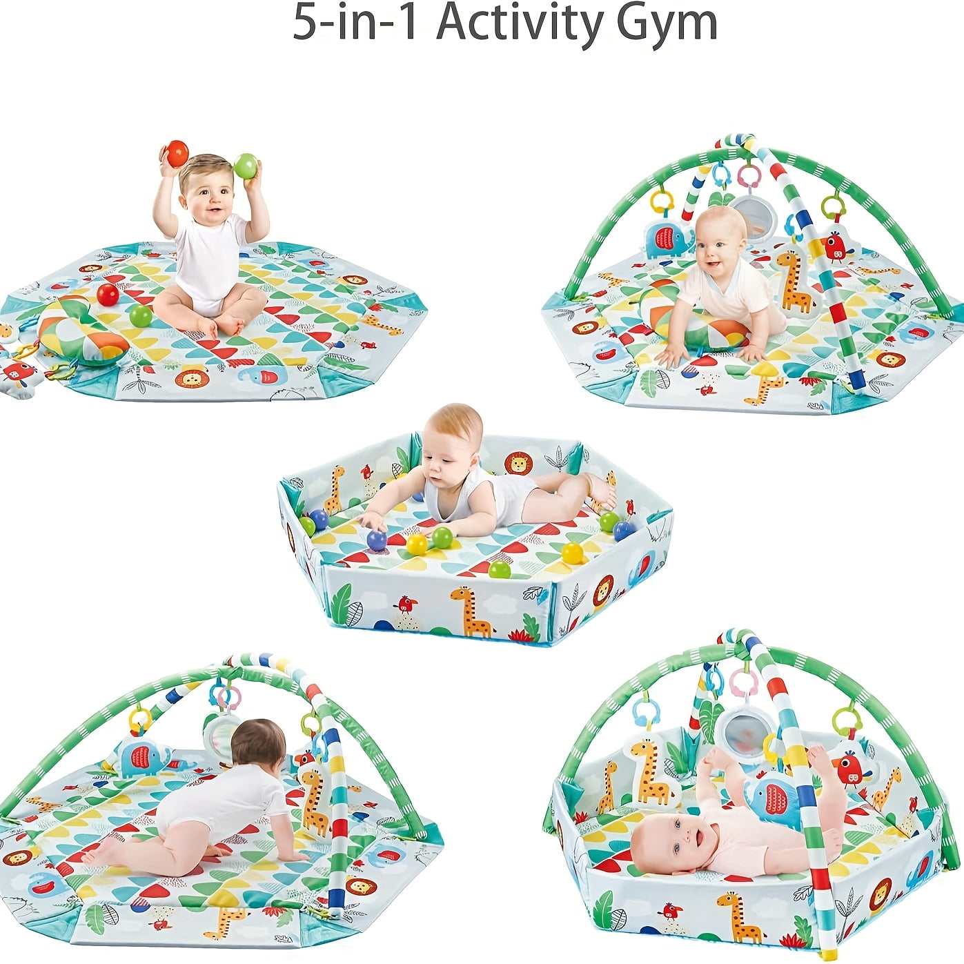 Chak’s Choice Baby Gym play mat, Tummy time mat, children's floor mat, children's learning sensory toys, motor skills development, suitable for 0-12 months baby