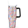 thumbnail image 2 of Colorful Flowers 40 OZ Tumbler Cup with Lid and Straw for Water Iced Tea Coffee Smoothie and More, 2 of 7