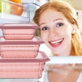 thumbnail image 4 of MEIBUTYUP Pink PP Silicone Food Storage Box for Snacks, Vegetables, Fruits with Sealing Lid 3Pcs, 4 of 8