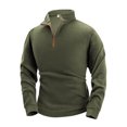thumbnail image 5 of APEXFWDT Men's Polar Fleece Quarter Zip Sweatshirt - Stand Collar Athletic Top with Side Pockets Loose Fit Pullover S-3XL,XXL,Army Green, 5 of 9