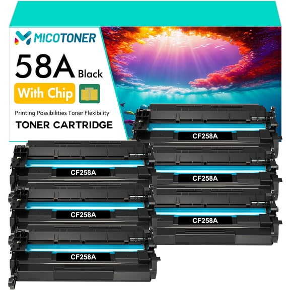 58A Toner Cartridges with Chip Compatible for HP 58A CF258A LaserJet Pro M404n M404dn M428fdw M428fdn M404 M404dw M428 M428dw M406 M430 M304 Printer Ink | 6 * Black