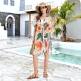 thumbnail image 5 of Beach Vacation Clothes Kimono Cardigan Loose Swimsuit Cover Up for Women Cherry Peach Apple Flower L, 5 of 6