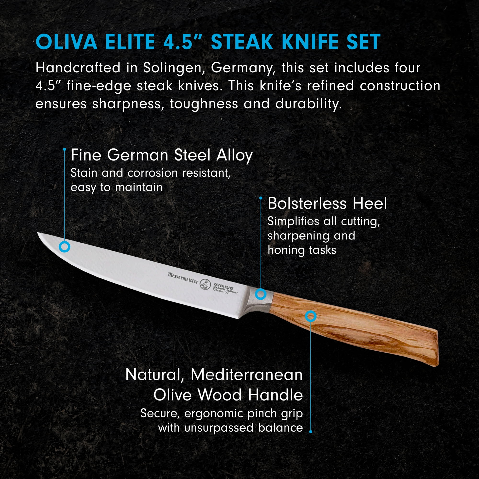 Messermeister Oliva Elite Fine-Edge Steak Knife Set