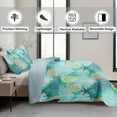 thumbnail image 3 of 3 Piece Coastal Quilt Sets King Size - Reversible Microfiber Quilts with 2 Shams Soft Lightweight Beach Bedding Nautical Bedspread Coverlet Summer Comforter Set for All Season, 106''x96'', C3, 3 of 14