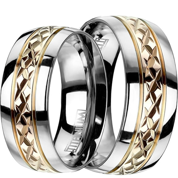 LaRaso & Co Rose Gold Plated Titanium Wedding Band Rings for Him Her Men Women Couples 12/10