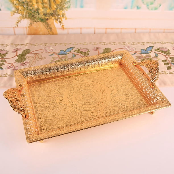 Bandeja de Servicio de Estilo Nórdico, Bandeja de Té , Bandeja Decorativa, Bandeja de Comida para Tocador, Hogar, Dormitorio, Decoració Plata