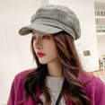 thumbnail image 5 of SikaFu Women Autumn Winter Hat Cap for Women Ladies Plaid Vintage Octagonal Mewsboy Cap Female Wool Beret Hat Retro Women Berets, 5 of 6