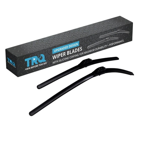 TRQ Silicone Coated Water Repellent Wiper Blades, 17in and 24in Automotive Windshield Wipers (Set of 2)
