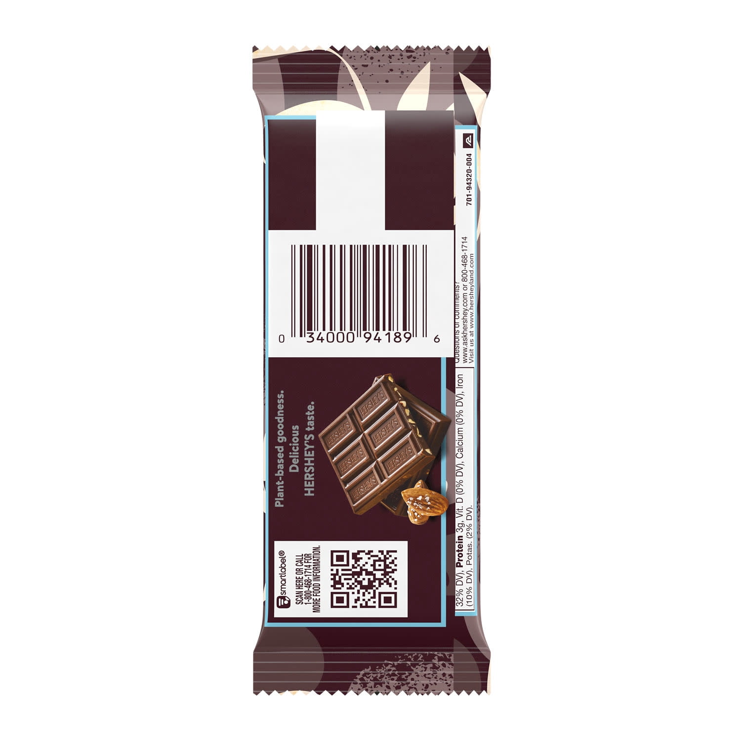 Hershey's Plant Based Extra Creamy with Almond and Sea Salt Candy, Bar 1.55 oz