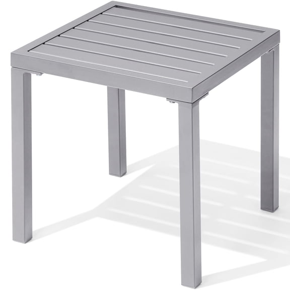 Pellebant Outdoor Side Table, 15.7" Small Square Patio End Table, Gray