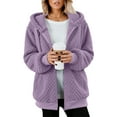 thumbnail image 4 of Miluxas Women's Plush Hooded Jacket Long Sleeve Full Zip Solid Outerwear Soft Warm Jacket with Side Pockets Purple XL(XL), 4 of 7